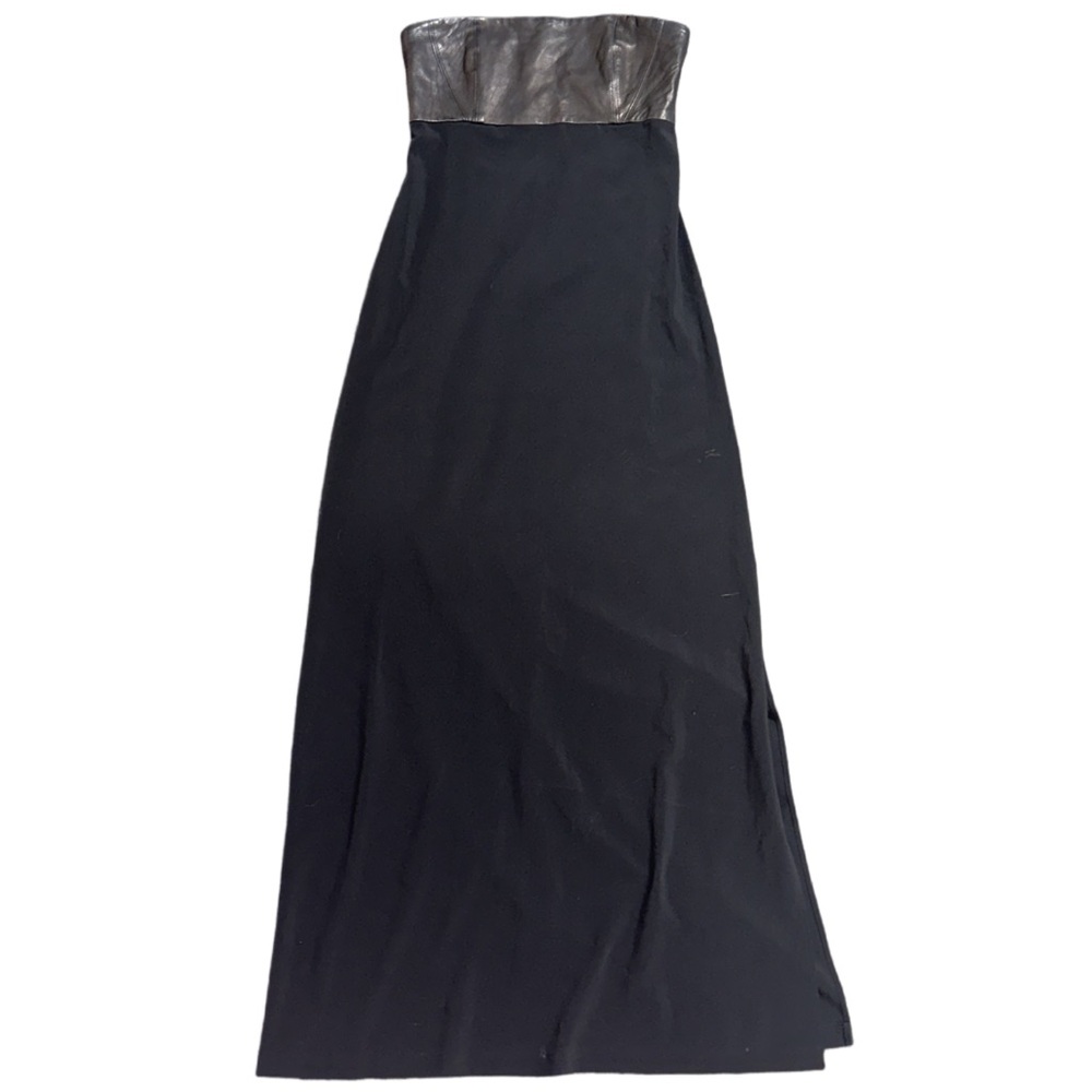 ALICE + OLIVIA women's strapless black leather flowy bustier maxi dress, 8.